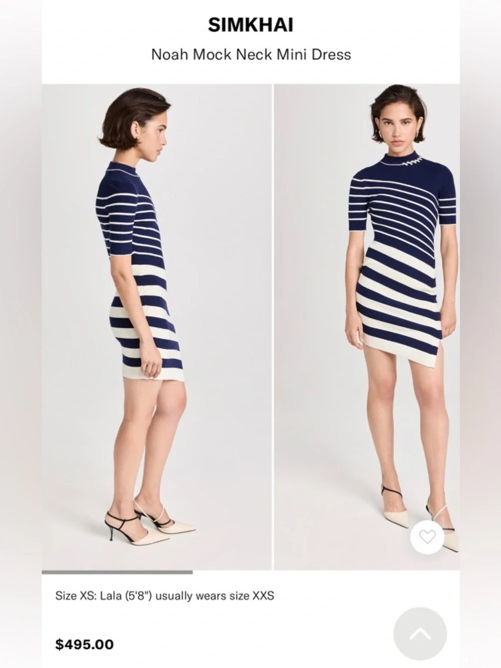 Simkhai Noah Mock Neck Mini Sweater Dress in Midnight Stripe Sz Small